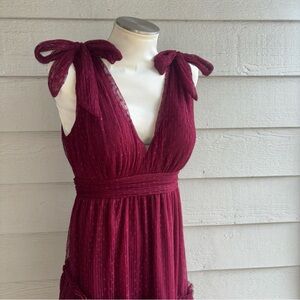 Vici Deep Red Maxi Dress with Bow Straps
